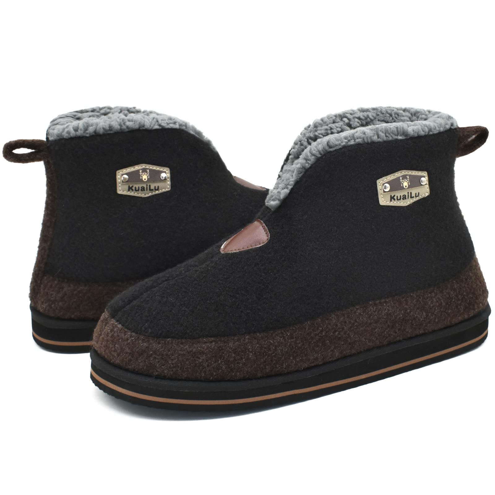 KuaiLu Pantofole Stivaletto Uomo Invernali Babbucce Calde Peluche Pelose Foderata Chiuse Pantofola Stivali Casa Comode Memory Foam Slippers con Indoor outdoor Antiscivolo Suola