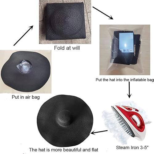 Miniatura 5 de Sombrero de playa de gran tamaño para mujer, sombreros de sol de ala ancha grande, sombreros de paja gigantes plegables para mujer, sombreros de