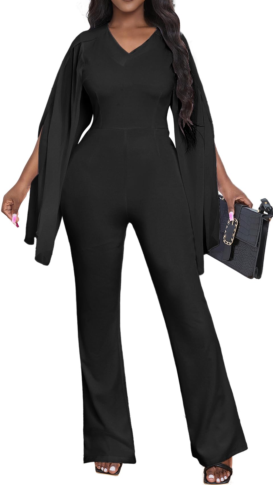 sexycherry Formal Jumpsuit for Women Dressy Elegant Long Straight Pants Jumpsuits for Party Club with Zipper