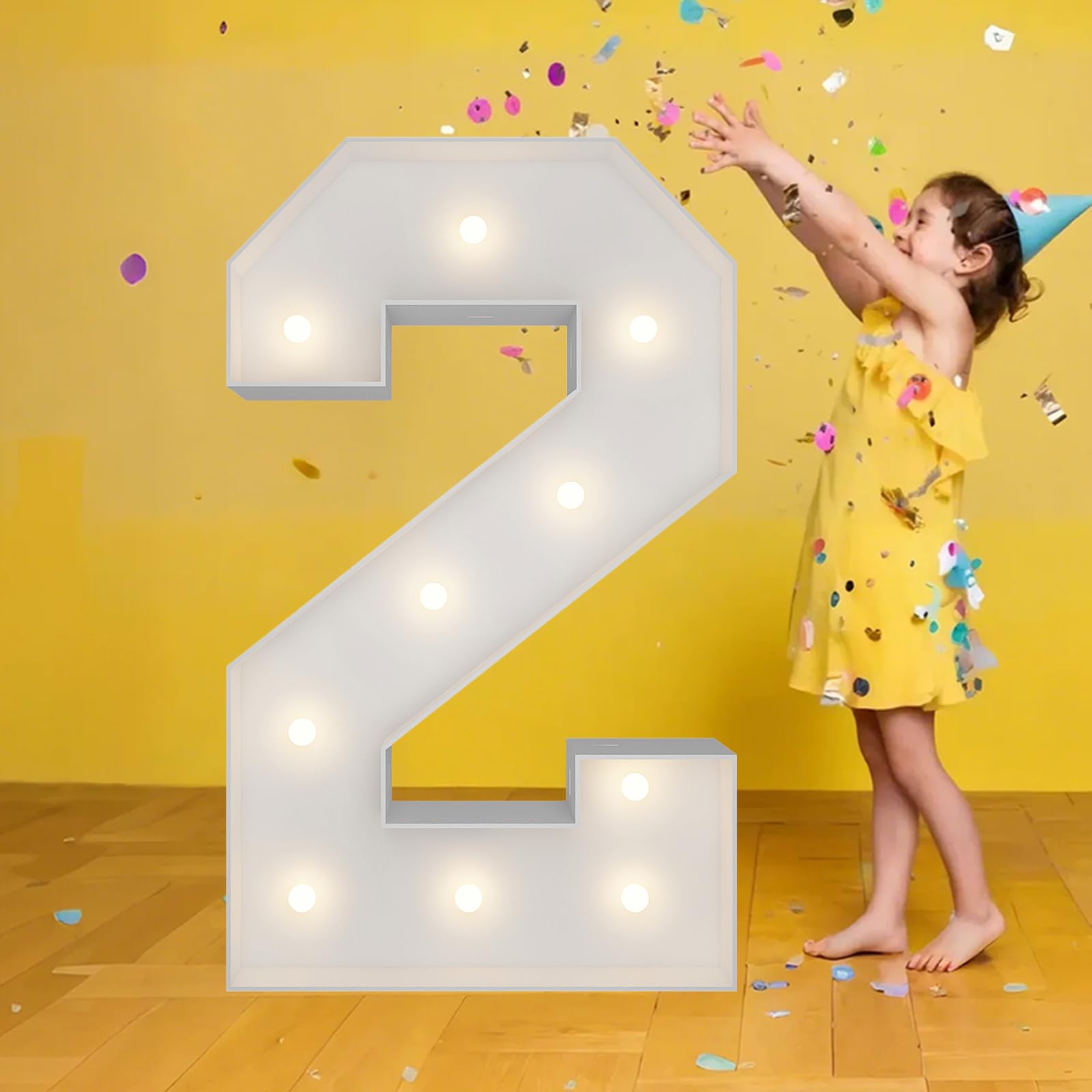 Photo 1 of 3FT Marquee Numbers, Warm White Light Up Number 2 with Display Board, Balloon Kit Decorations, DIY Pre-Cut Frames for Party, 2nd Birthday, Anniversary Decor, 21st, 25th Milestones, 2026 Graduation Deco, New Year Party Deco