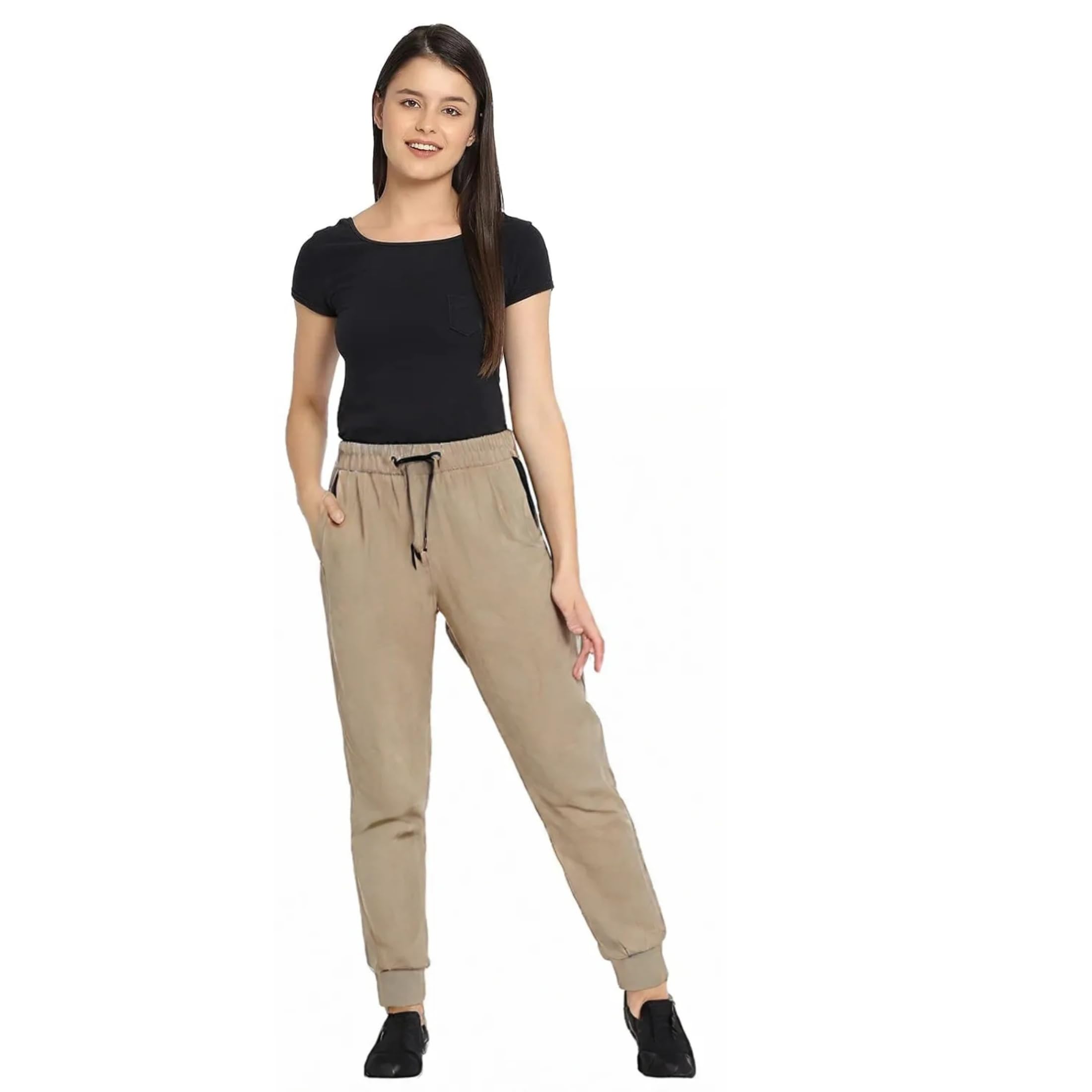 Track Paint for womensThe Elastic Waistband ensures a, While The Tapered Legs Provide a Modern Touch. Ideal for Lounging at Home or Running Errands-image-6