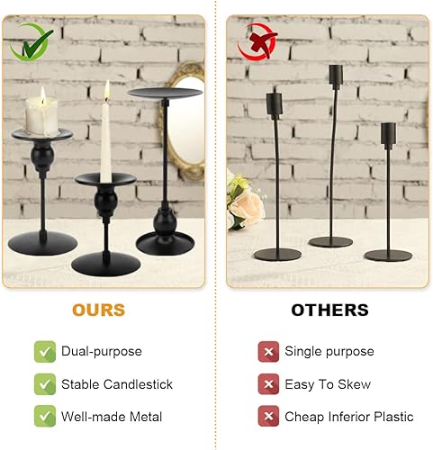 Miniatura 8 de 3 portavelas cónicos de doble propósito para velas cónicas soportes de vela de pilar para boda Navidad chimenea mesa centro de mesa