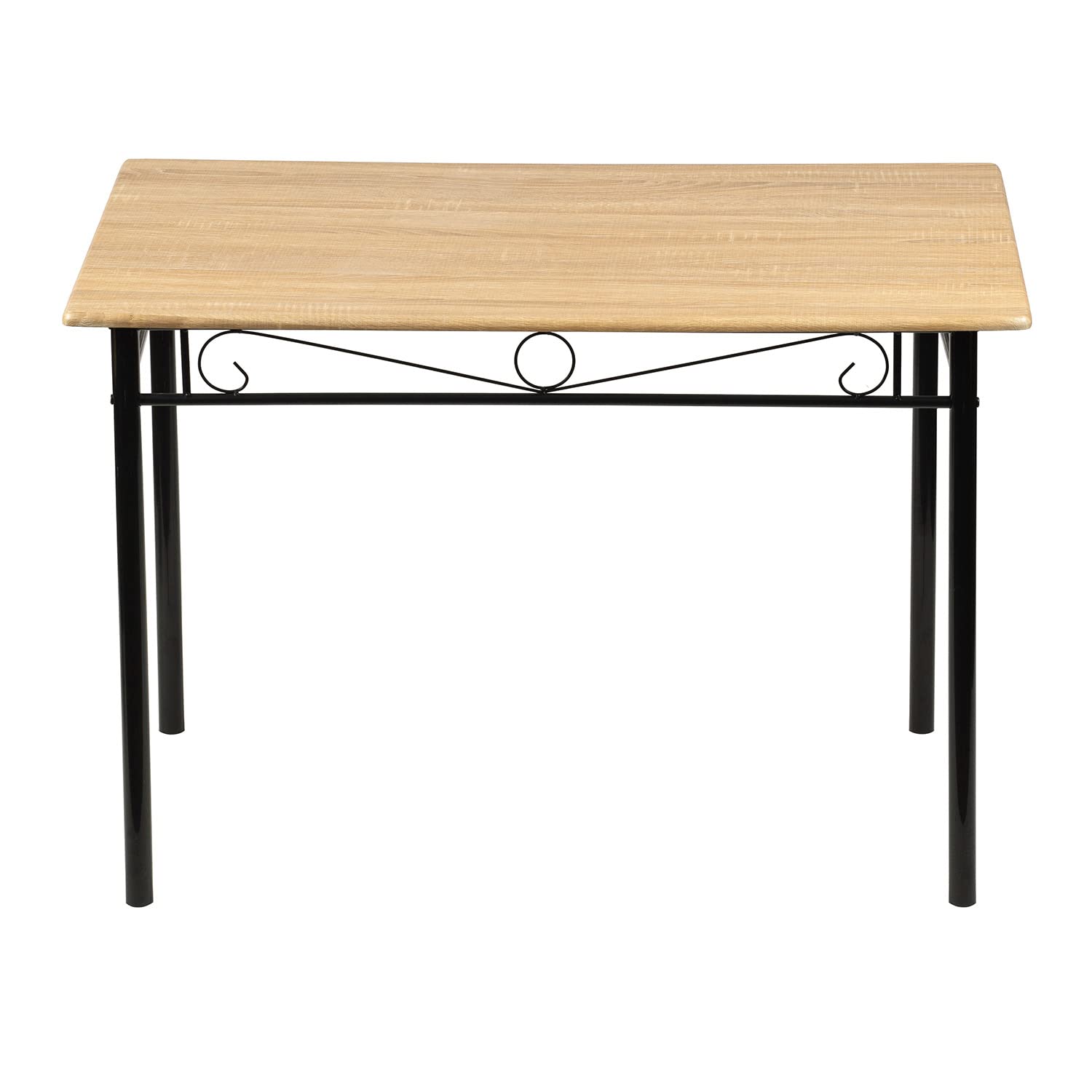 Ensemble Table et 4 Chaises, en Grain de Bois de Hêtre, Pieds en Métal Noir, pour Salle à Manger, Cuisine, Salon