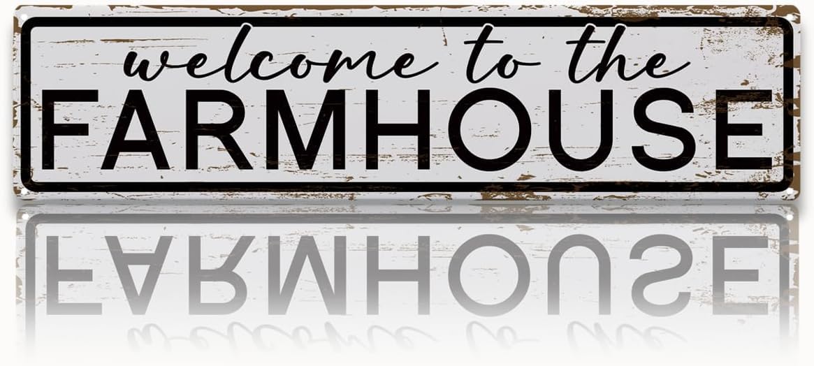 Duetom Rustic Farmhouse Sign, Metal Signs, Welcome to the Farmhouse, Retro Metal Tin Signs, Welcome Sign for Front Door Porch Decor, Farm Decor 4x16 Inch