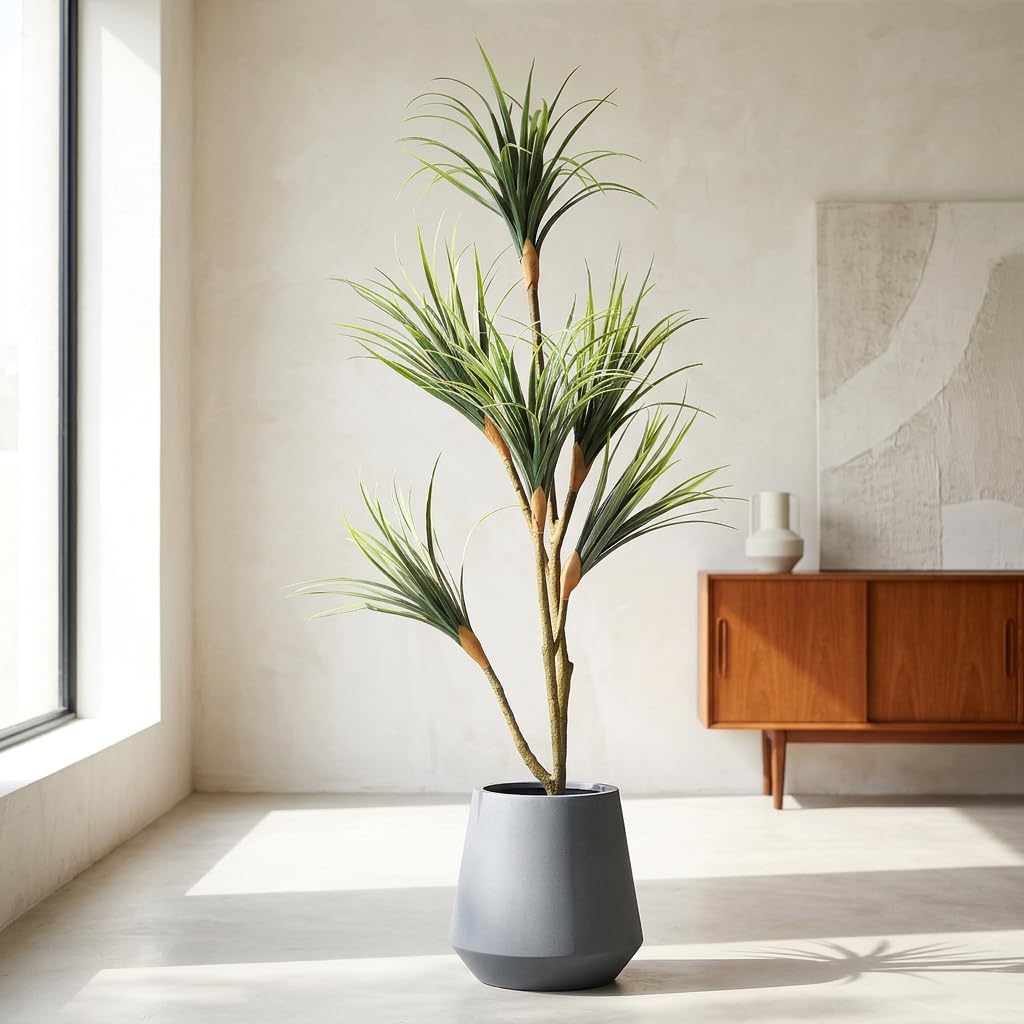 Planta Artificial | Drácena 150 cm | Drácena Artificial 150 cm, Material Resistente Ideal para Salón, Oficina y Recibidor