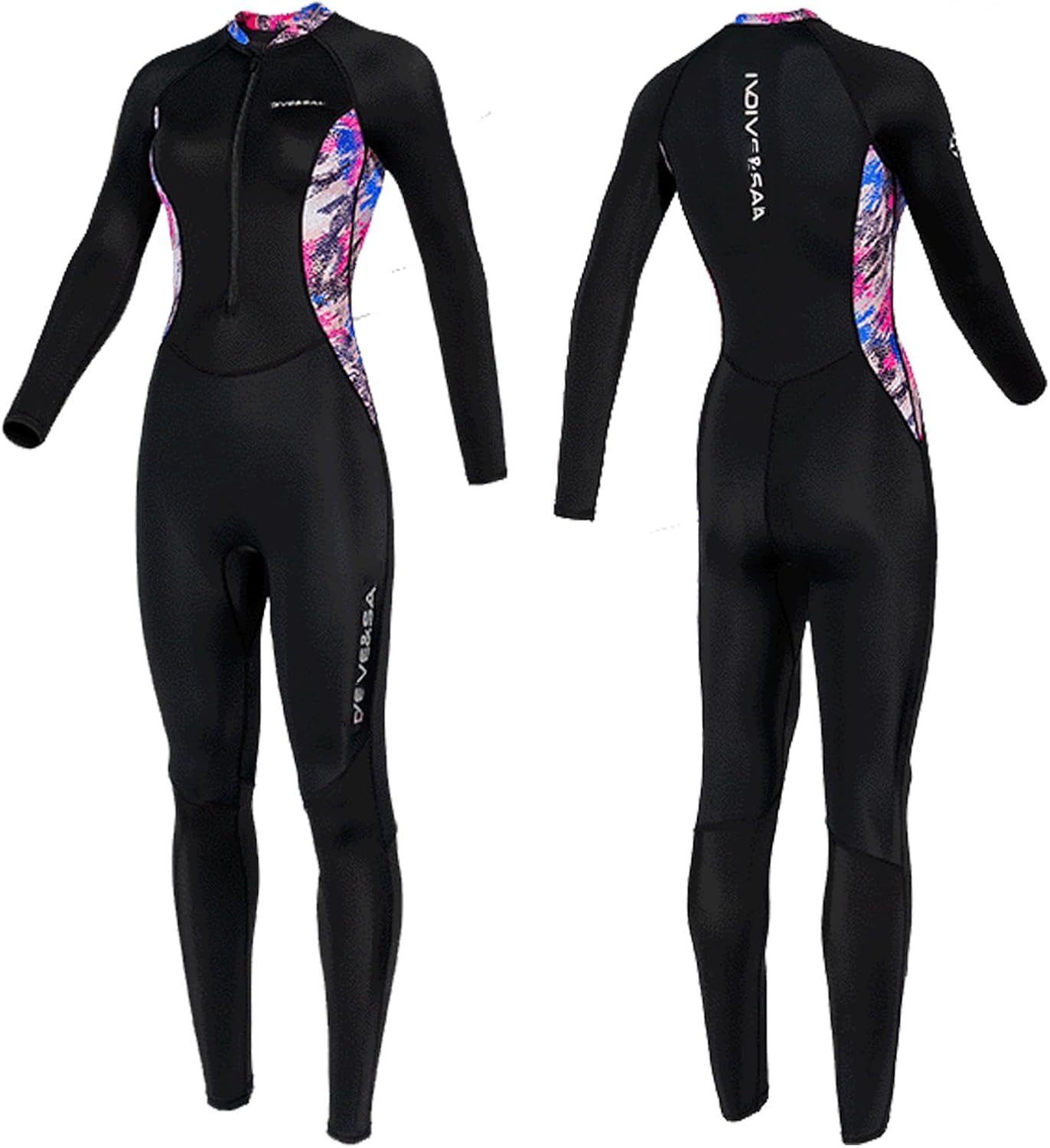 Dive Skin Full Body Rash Guard for Women Men One Piece Sport Swimsuits Front Zip Thin Wet Suit Quick Dry Diving Suit UV Protection Long Sleeve