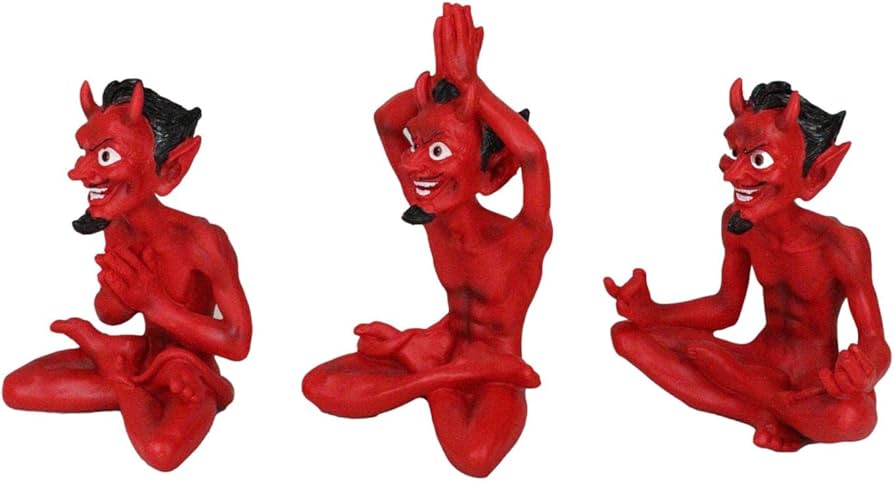 Amazon.com: Ebros Gift Set of 3 Red Demon Imp Devils in Yoga
