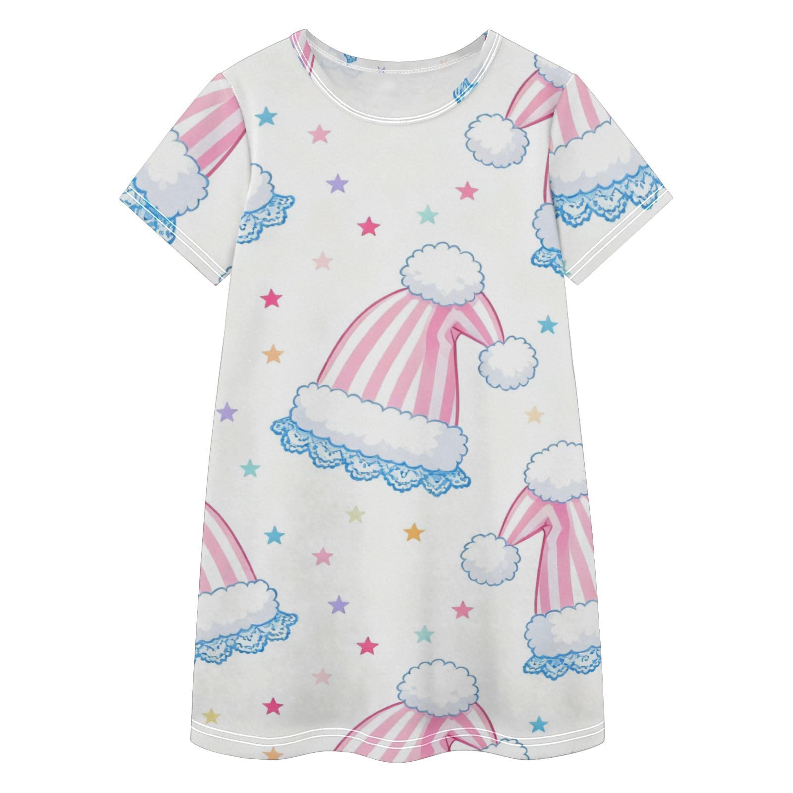 Vestidos casuales para verano con sombrero azul para niñas de 2 a 8 años 8