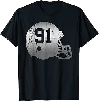 Amazon.com: Vintage Football 91 Jersey Number T-Shirt