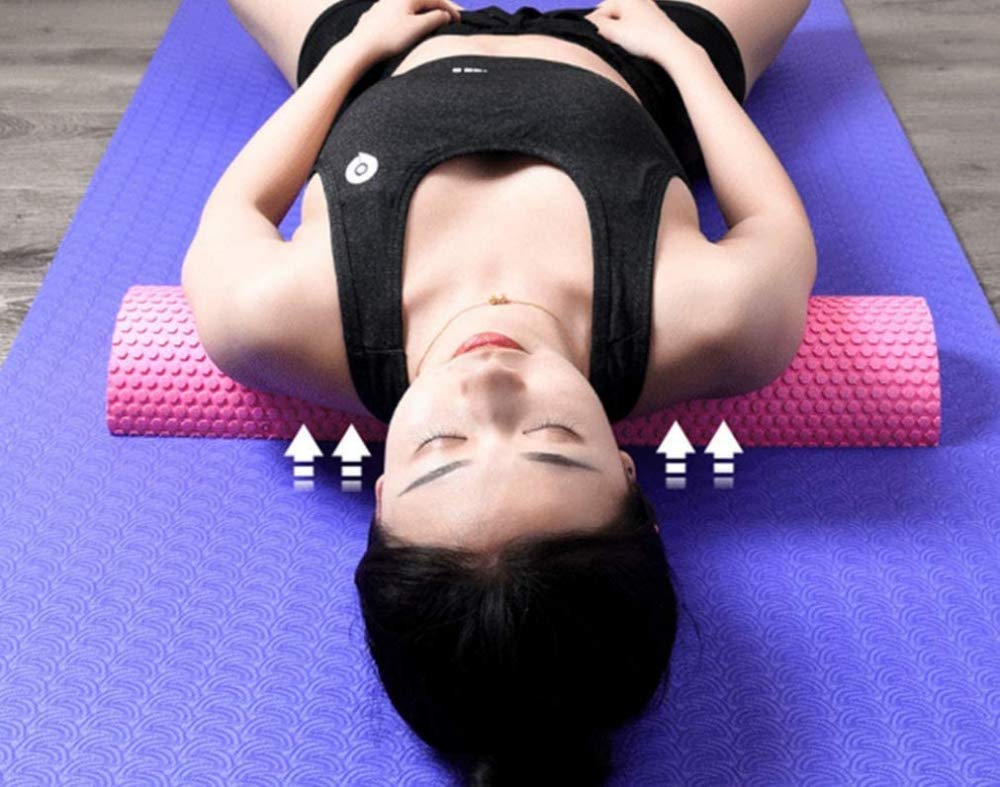 Rodillo de Fascia Masaje semicircular Eva Foam Wave Yoga Pilates Equipo de Fitness con Masaje Punto Flotante Rodillo de Espuma Bloque de Yoga-Pink||30cm