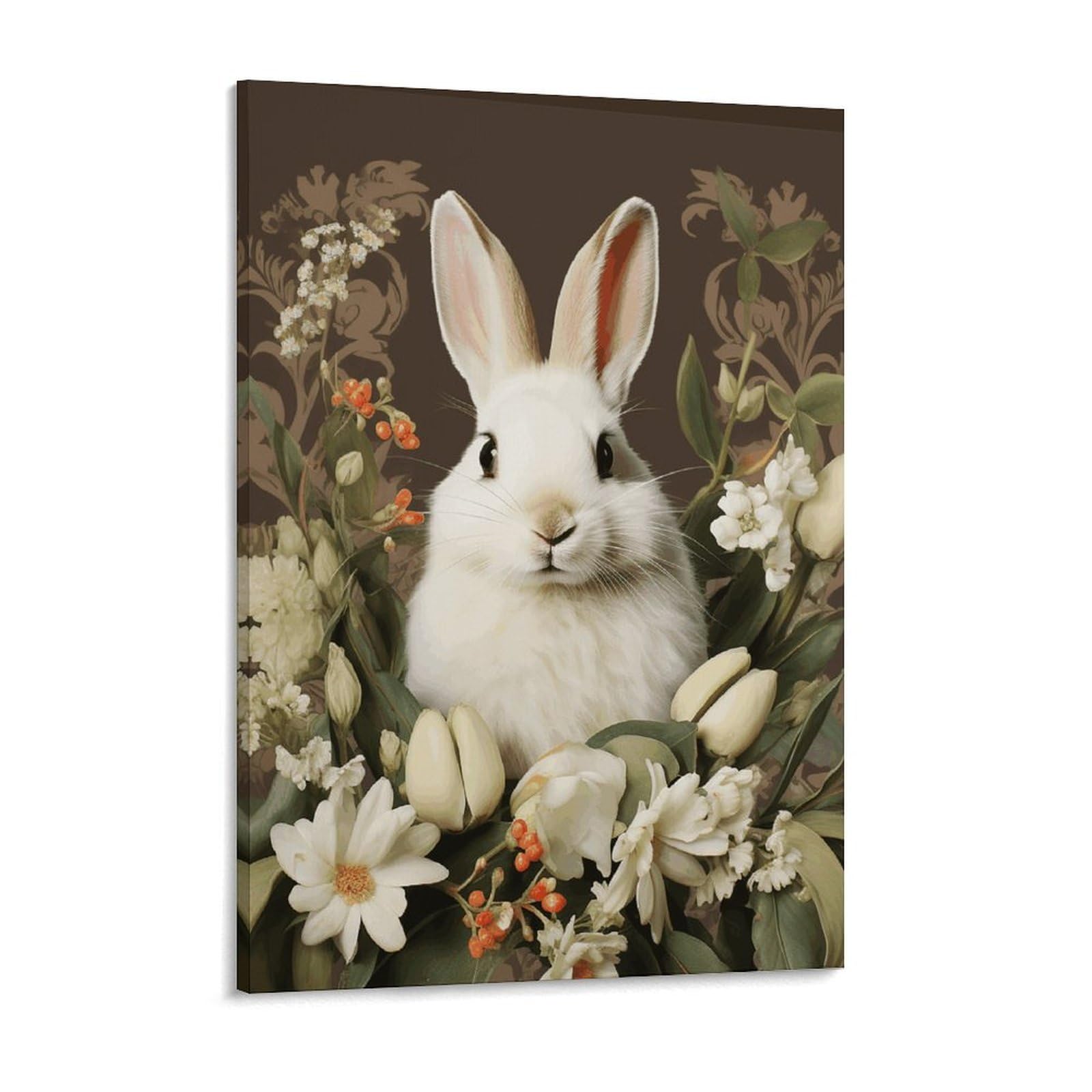 A Beautiful White Rabbit Canvas Wall Art for Bedroom 12x16inch Canvas Prints Artwork for Walls Modern Picture Artwork Painting for Living Room Aesthetic Wall Paintings for Bathroom Kitchen Of