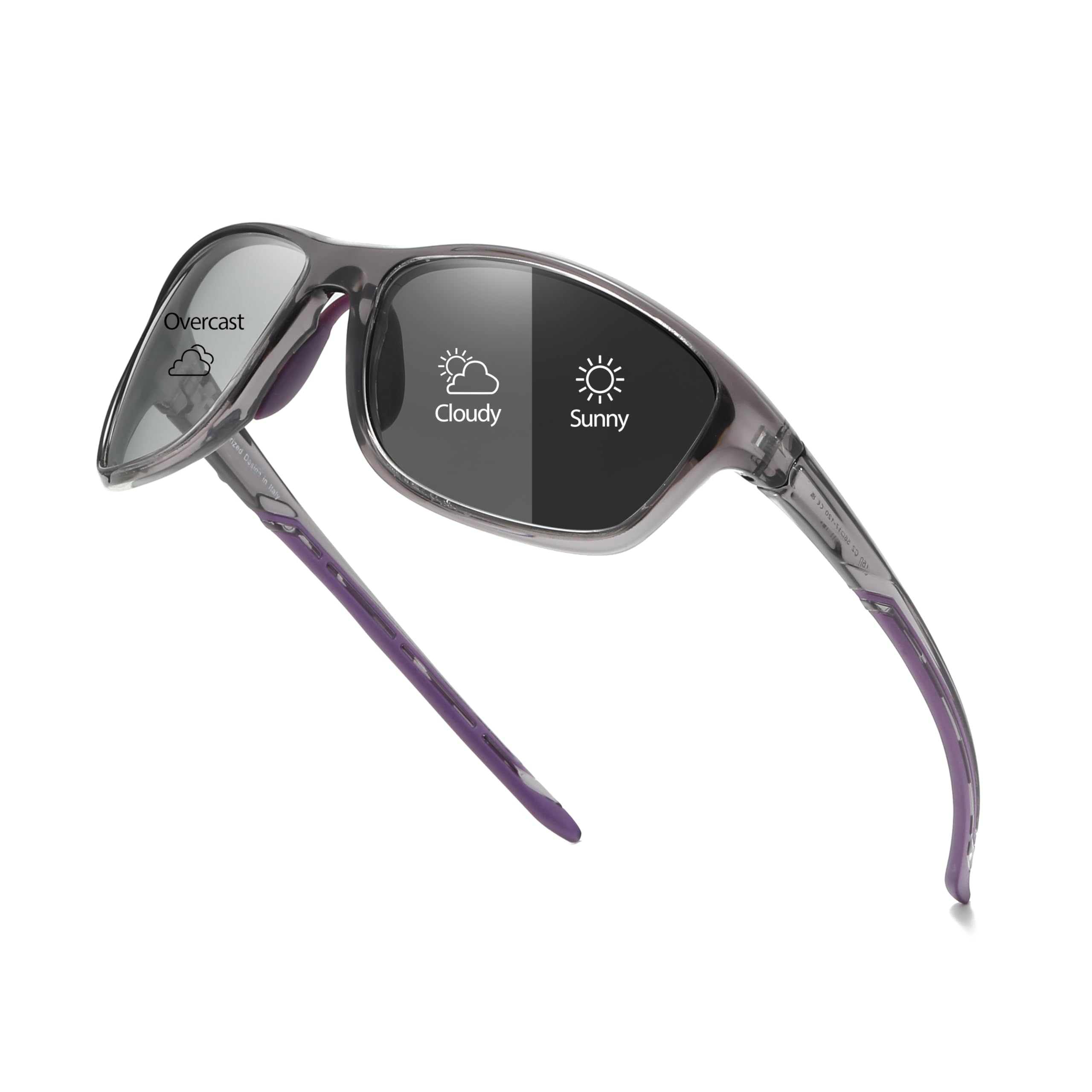 Myiaur Photochromic Running Sunglasses for Women Men Polarised Wrap Around Sports Cycling Glasses with UV400 Protection