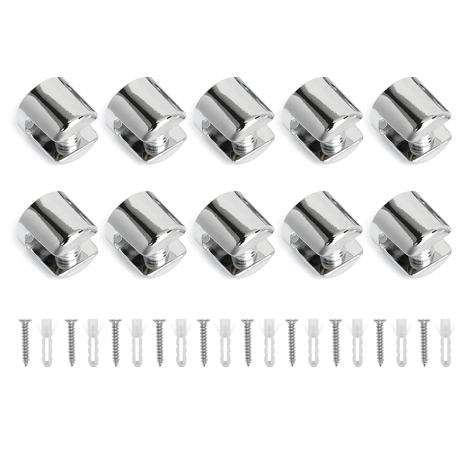 10Pcs Glass Shelf Clamp Brackets Clip Bathroom Glass Tight Clips Holder Brackets Flat Back Mount Holders Flat Back Mount Holder