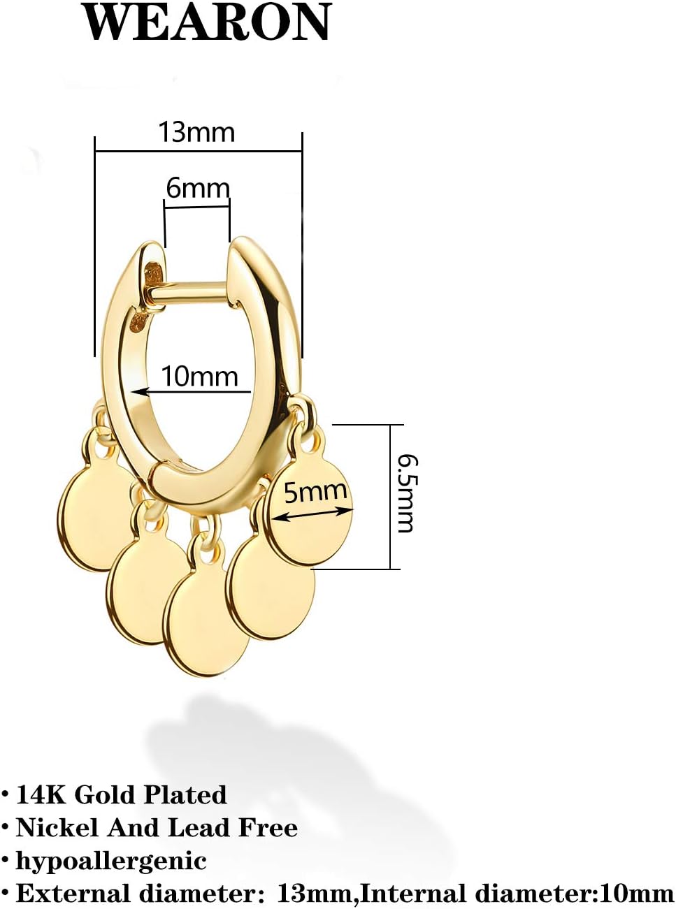WEARON Gold Huggie Hoop Earrings for Women 14k Gold Plated Small Charm Drop Dangle Earrings Hypoallergenic Jewelry Gifts - Image 7