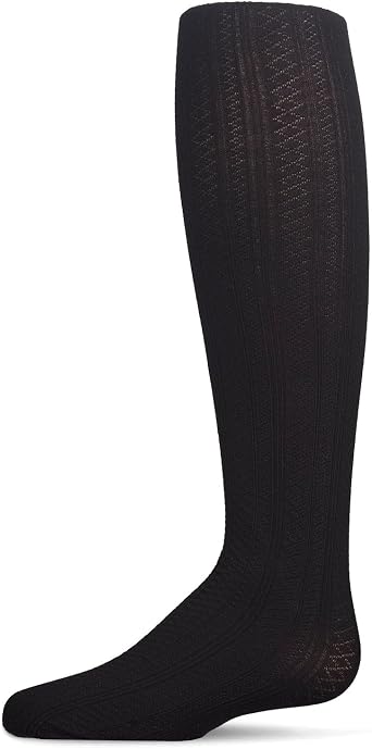 MeMoi Girls Multi-Diamond Drop-Stitch Textured Cotton Rich Sweater Tights
