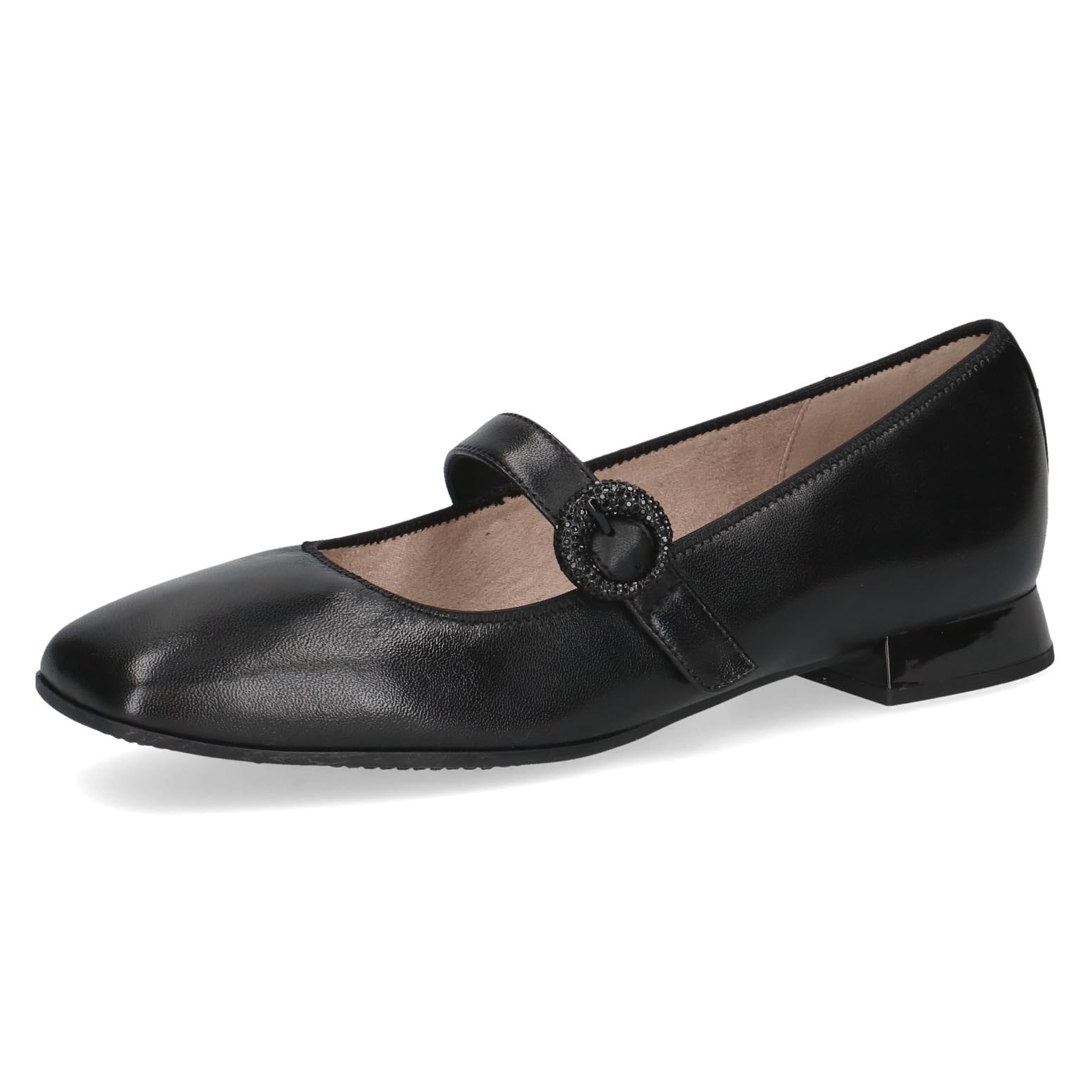 CAPRICE Women Ballet Flats Leather Low Heel, Black (Black Nappa), 6.5 UK