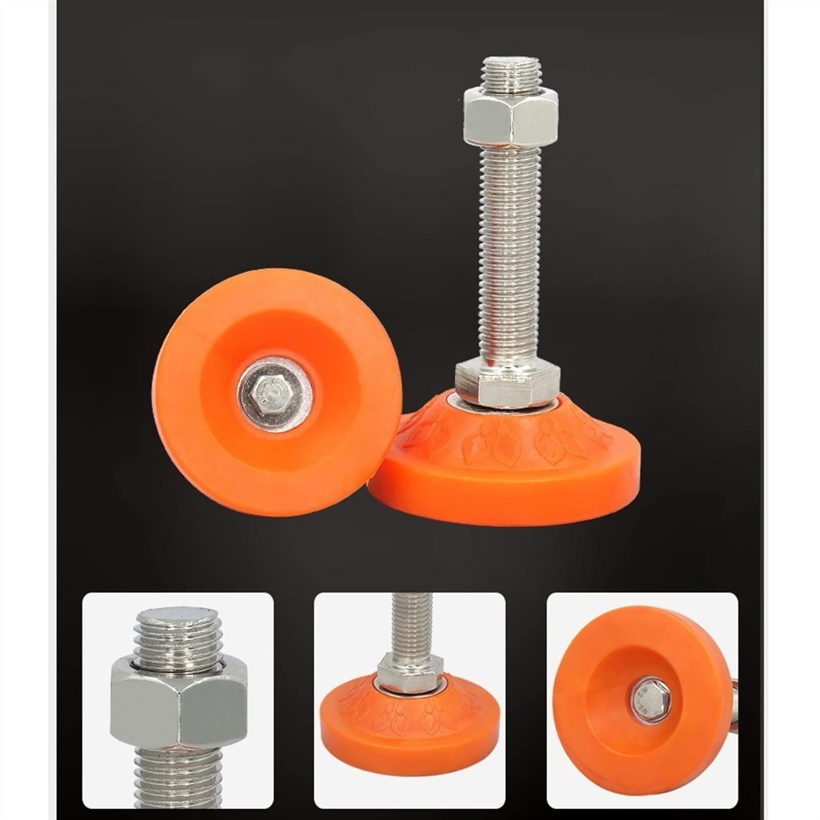 pies niveladores， Pies niveladores, Patas ajustables con rosca M16 Patas de tornillo nivelador de acero al carbono de alta resistencia for equipos mecánicos de muebles, paquete de 4(D80xM16X150)