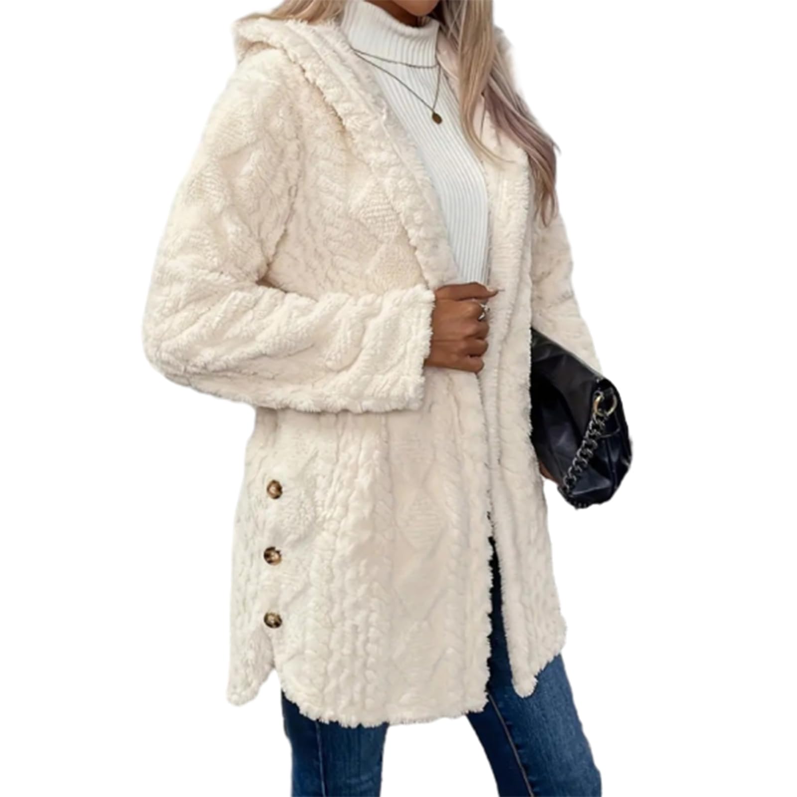 Womens Fall Winter Warm Fashion Hooded Cardigan Long Sleeve Coat for Casual Wear Travel Work and School Use