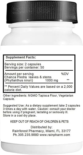 Miniatura 3 de Chanca Piedra Stone Breaker - 100 cápsulas vegetarianas, 500 mg Hierba entera silvestre de la selva amazónica