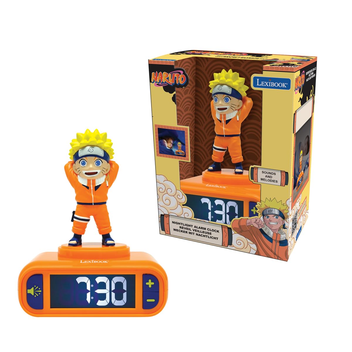 Lexibook, Naruto, Sveglia notturna Naruto, Suoni e melodie, Display LCD retroilluminato, Luminoso, Snooze, RL800NA