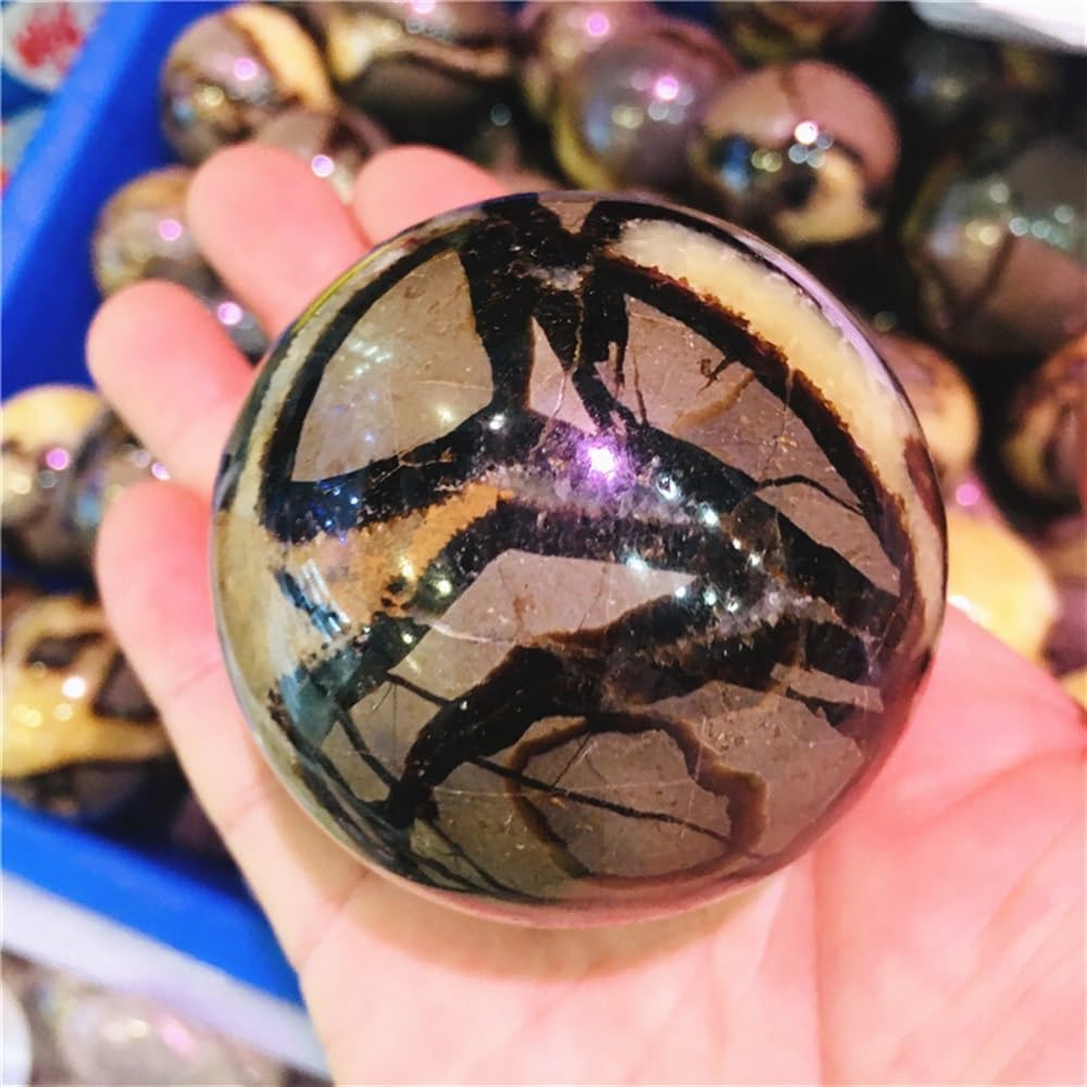 Amazon.co.jp: 天然球水晶球玉天然龍石 自然な光沢 (Size : 7-8cm