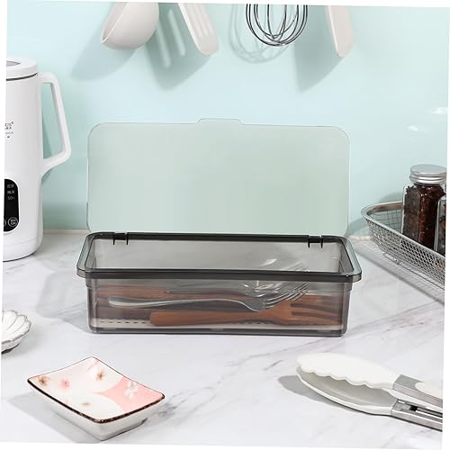 Miniatura 9 de Healvian Cajas de almacenamiento de cubiertos de 3 piezas, organizador de cajones de cubiertos con tapa, bandejas de cubiertos de cocina con tapa,