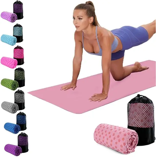 Oaygat Non-Slip Yoga Towel - Sweat Absorbent Quick Dry Mat with Carrying Bag