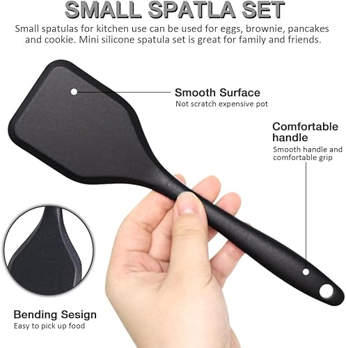 Miniatura 3 de Juego de 4 espátulas pequeñas de silicona para servir, mini espátula de silicona para uso en cocina, espátulas pequeñas para huevos, bistec,