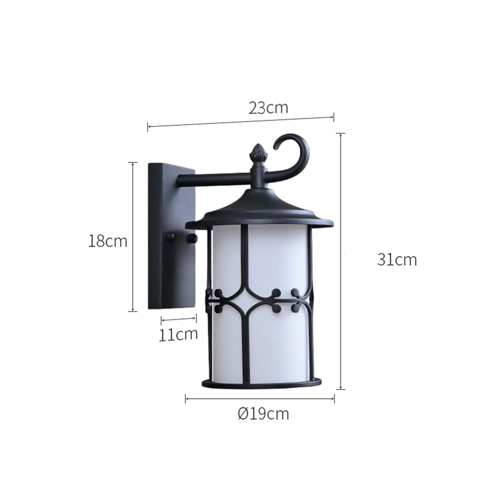 GWJKG Lampe Murale Exterior Black And Gold Brass Outdoor Lamp Light Lights Fullf Wall Sconec con Schermo in Vetro a Coste Trasparente, Lampadina Incluse Appassionati estérieurs