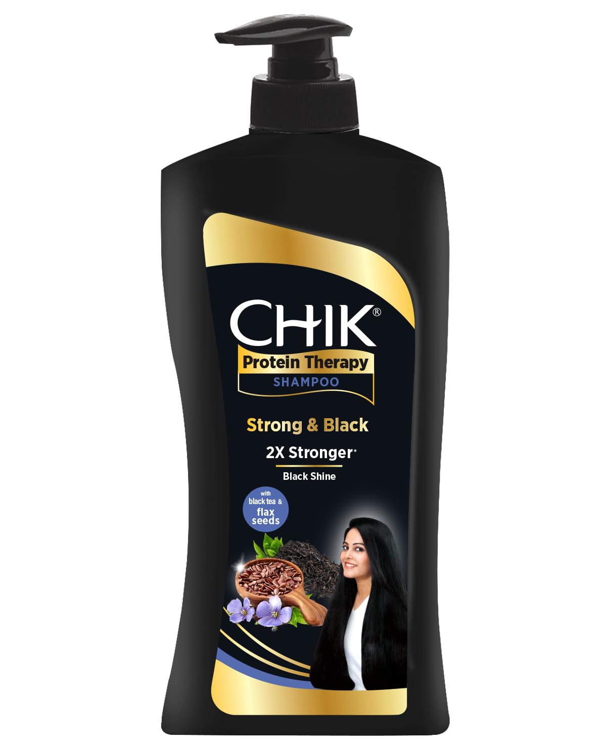 Chik Protein Therapy Shampoo |For 2X Stronger & Black Hair |With the Goodness Of Flax Seeds & Black Tea | 650ml