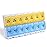 Sukuos AM PM Weekly Pill Organizer 7 Day, 2 Times A Day Medicine Pill Box with Easy Push Button, BPA Free Vitamin Cases for Fish Oil/Supplements, Easy to Clean (Yellow&Blue)
