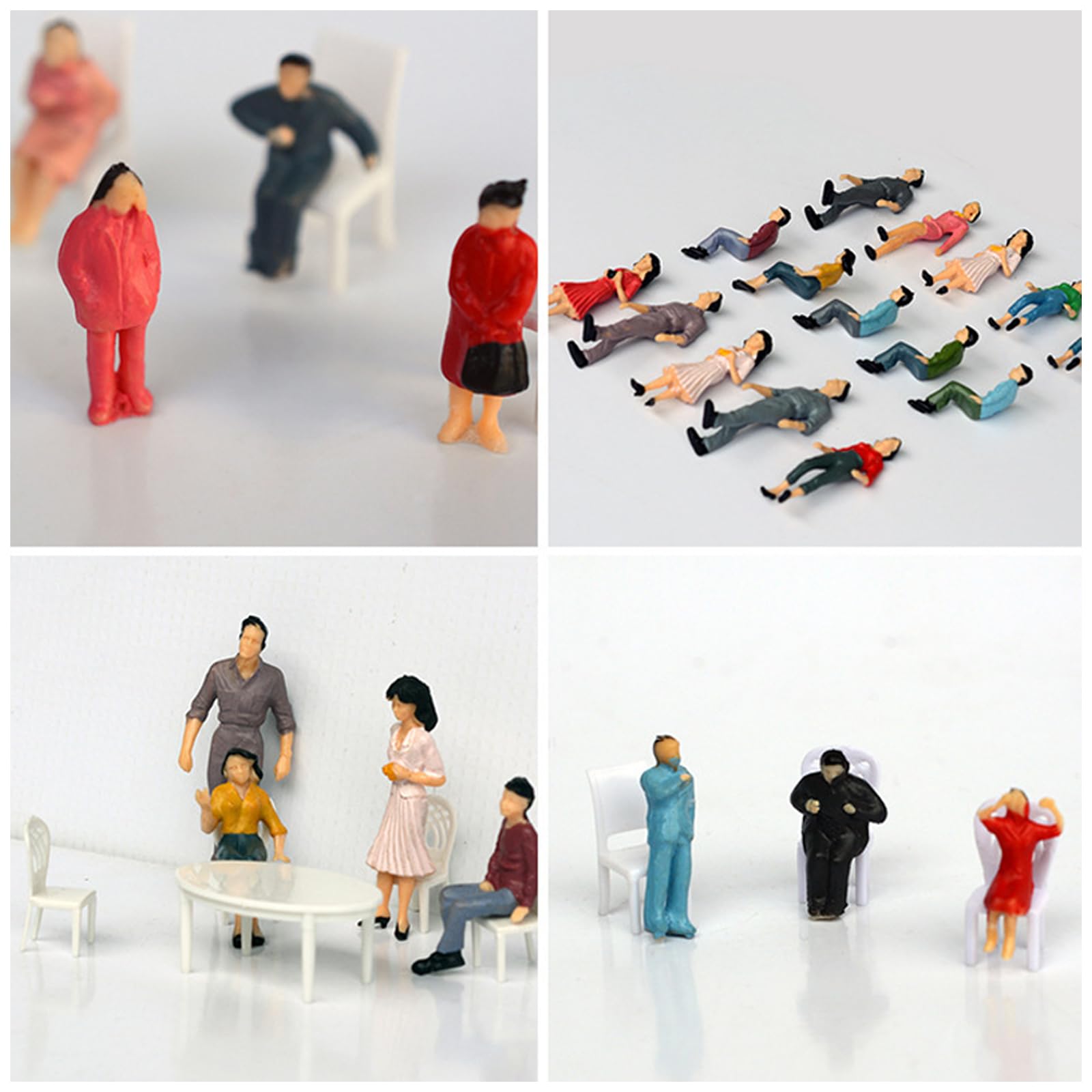 UJBVCX 50 Stück Modell Figuren Verschieden Posen Sitzende und Stehende Figuren Passanten für Miniatur Szenen Puppenhaus Eisenbahn Maßstab 1: 50 - 5