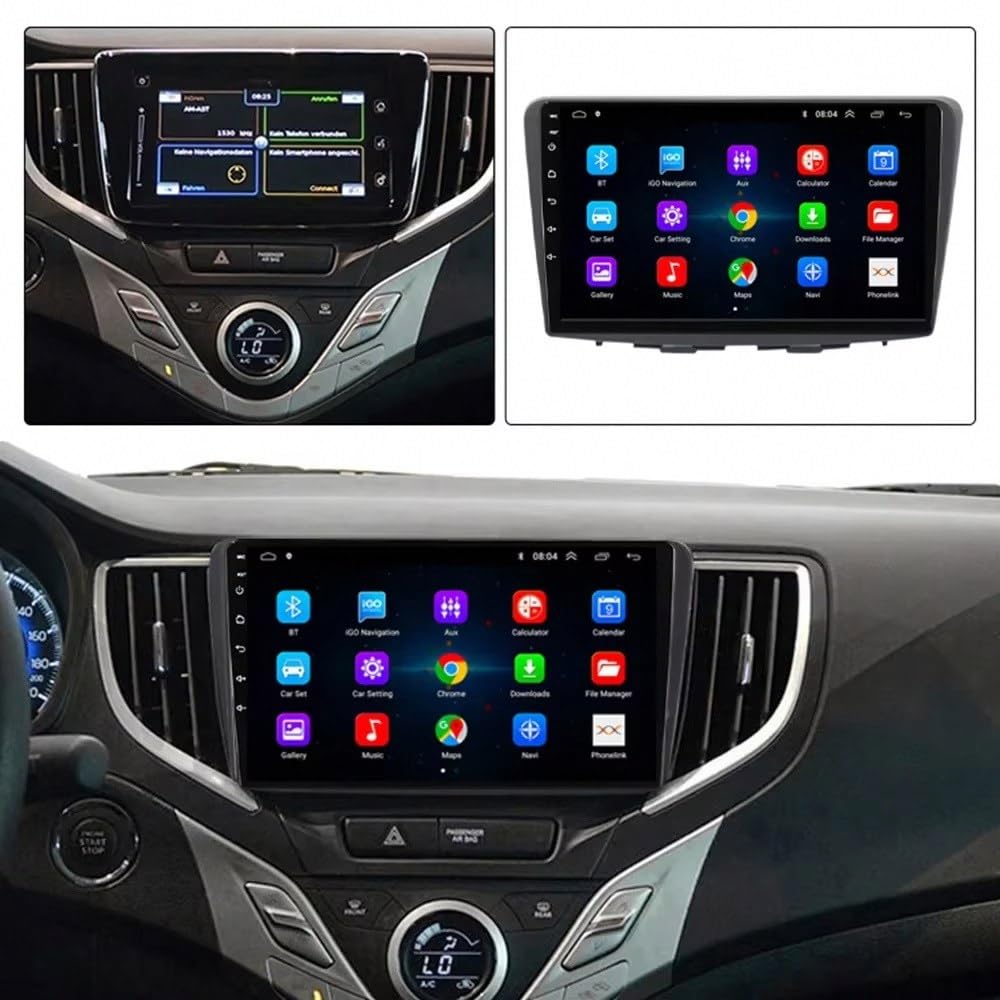 Car Stereo Carplay Radio de Coche para Suzuki Baleno 2016-2019 Soporta Bluetooth, Control Volante, USB, WiFi, 4G, Mirror-Link, GPS Navegador/Radio FM, 4 Nuclear 2G+32G