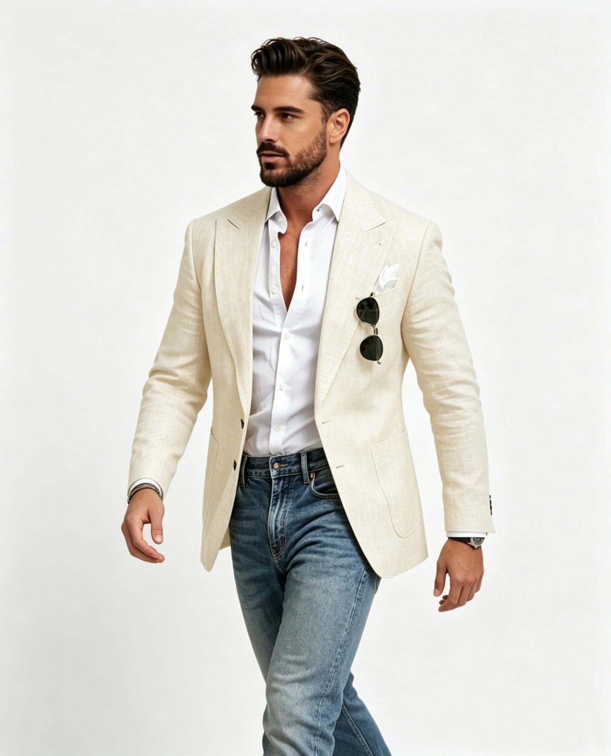 Giacca da uomo casual in lino leggera, giacca sportiva foderata con 2 bottoni, giacche estive per matrimoni