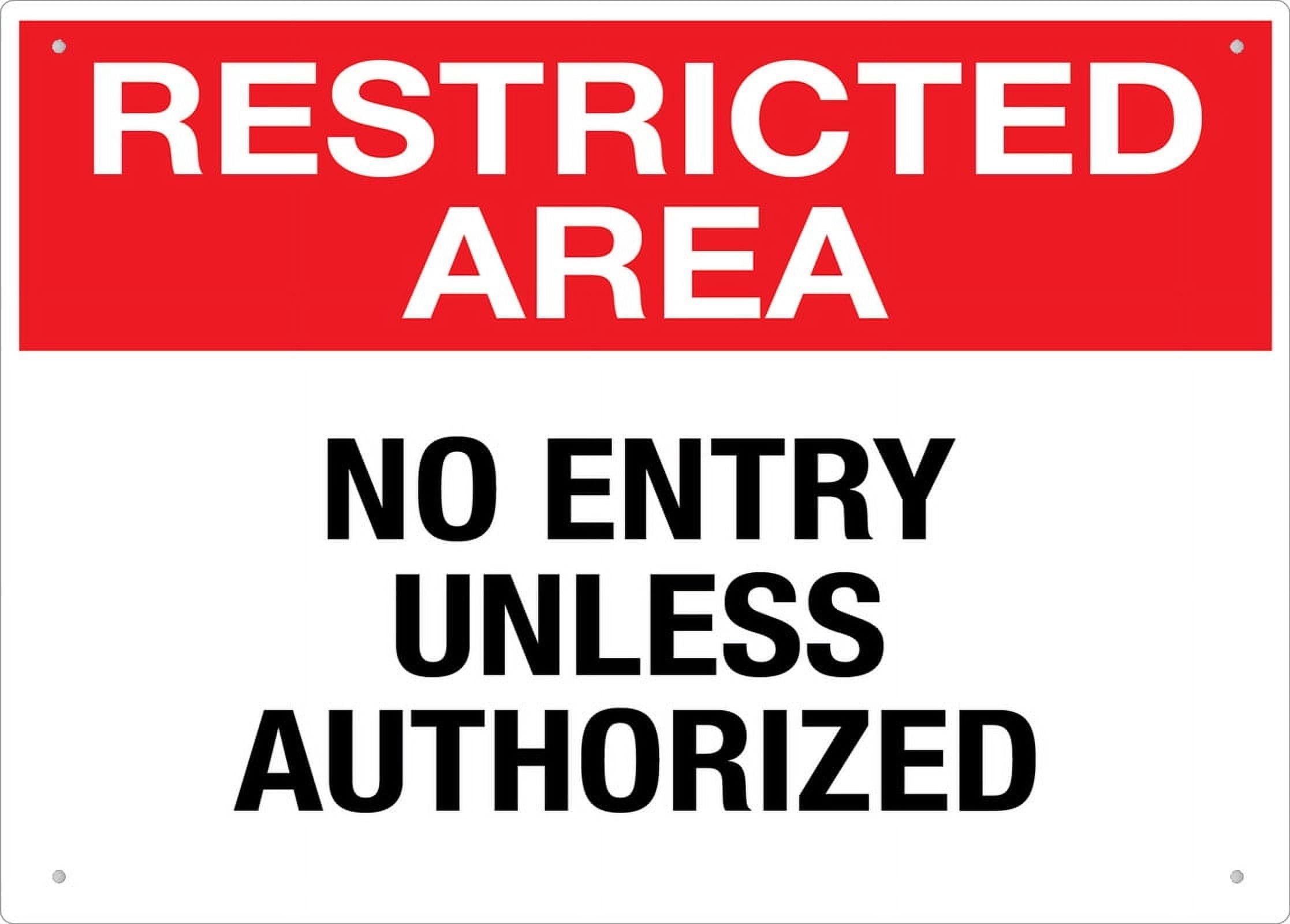 Restricted Area No Entry Unless Authorized Personalized Cafe Wall Decor Metal Gifts for Friends Families and Holiday Tin Sign 8x12 Inch