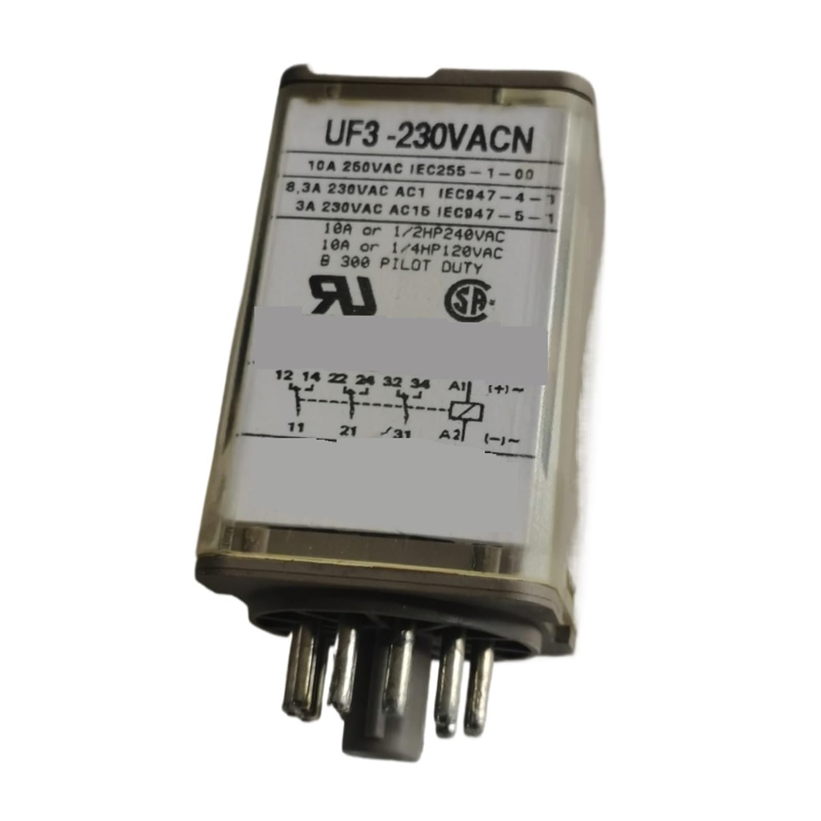 Relais intermédiaire UF3-230VACN 8 broches 10A pour circuit électrique
