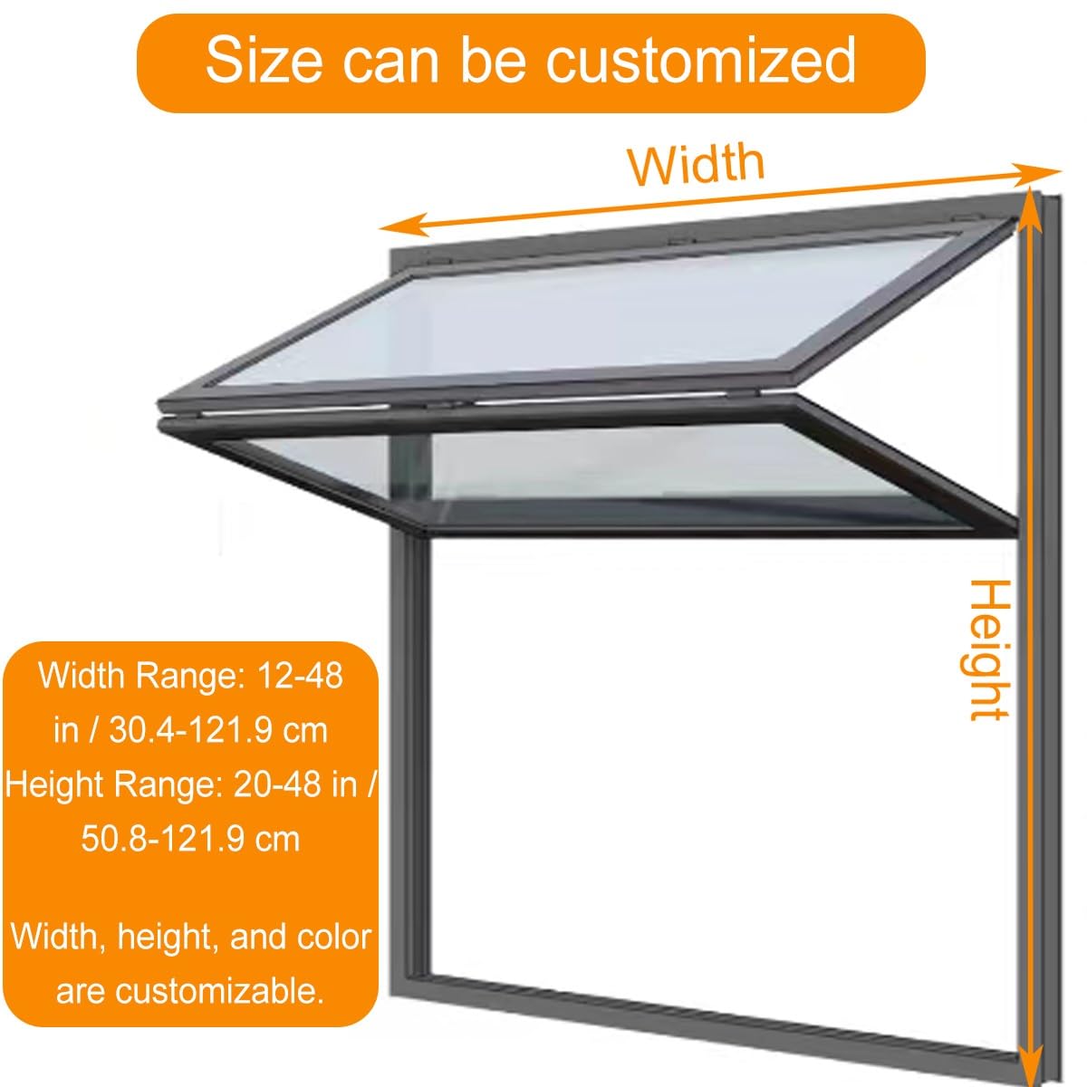 Ventana Plegable Interior de Doble Guillotina - Marco de Aleación de Aluminio, Vidrio Reforzado y Cerraduras. Personalizable para Casas Móviles y Uso Comercial.(WxH 44x40in/111.7x101.6cm)
