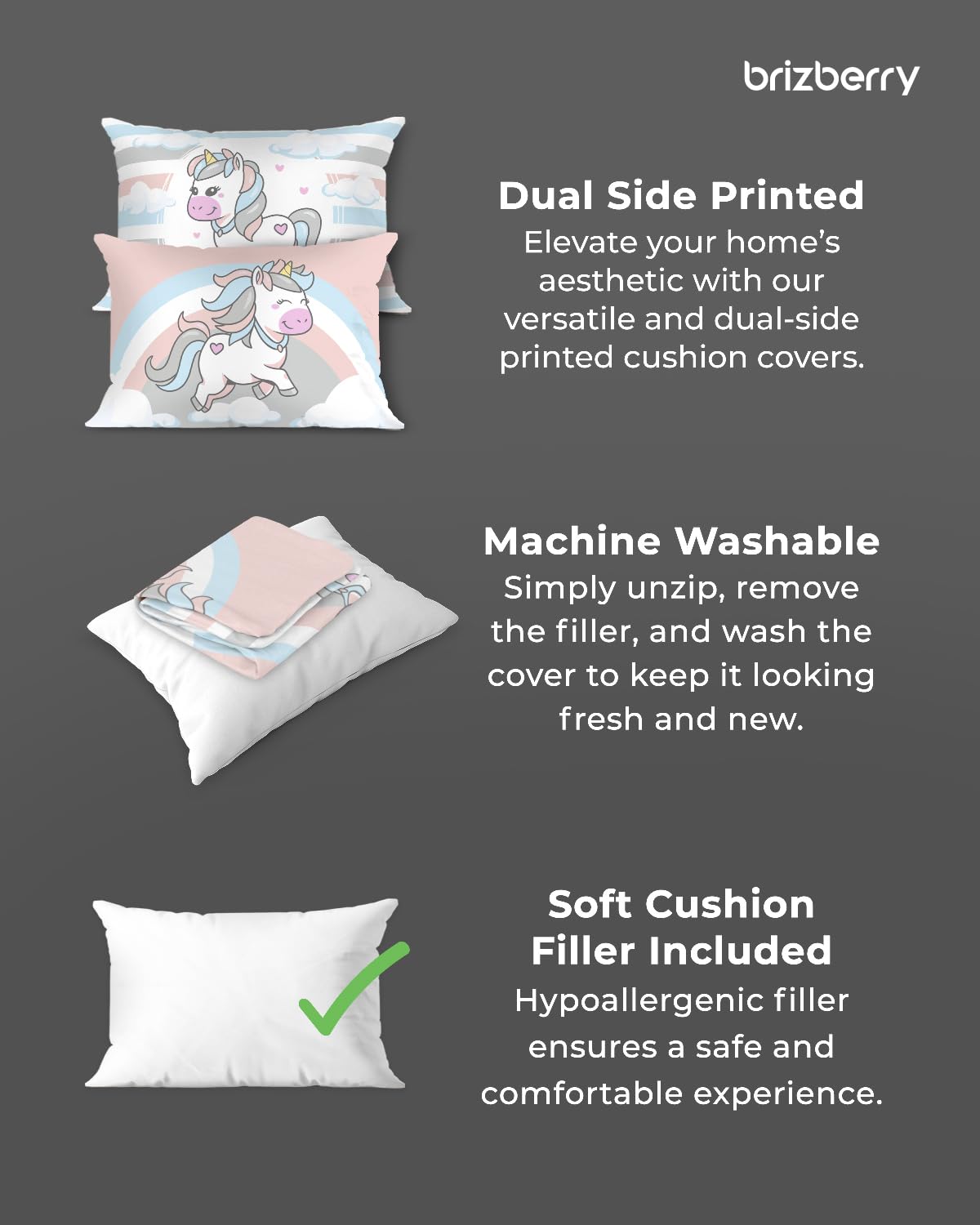 Brizberry® Kids Pillow Cushion with Super Soft Fabric | Animal & Cartoon Prints | 12x18 inches (Design 19) 1