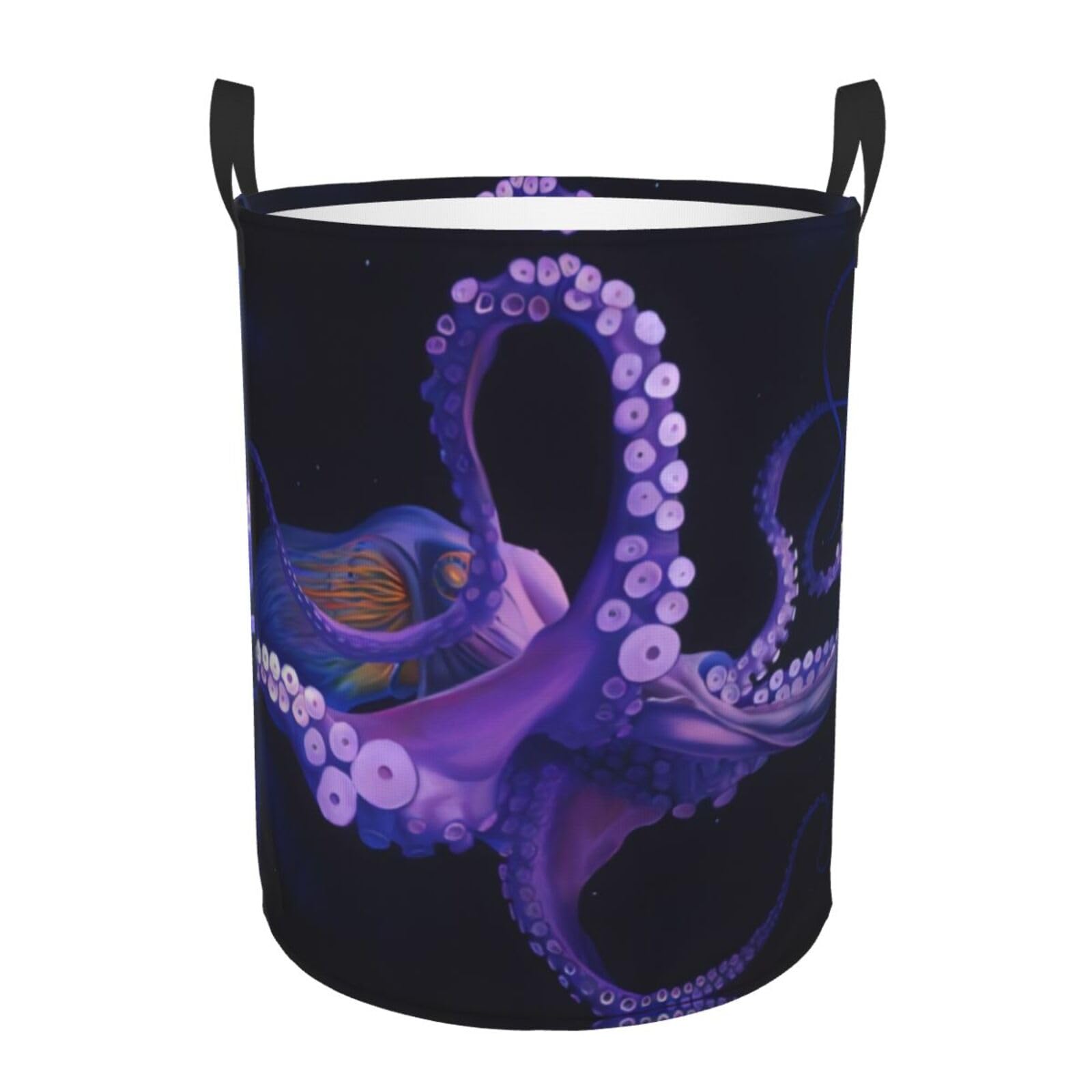 S Circular Hamper Purple Octopus Print Storage Basket for Home