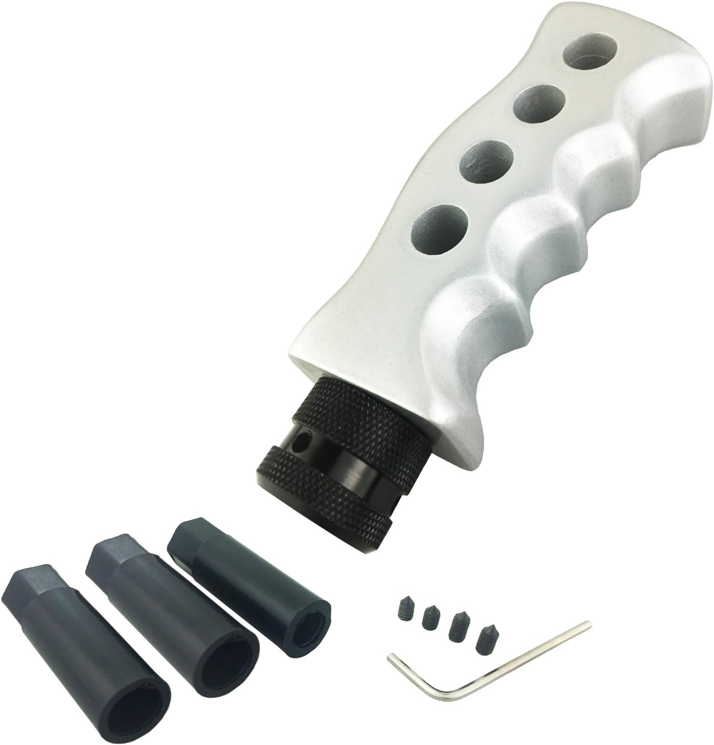 5" Long Gear Lever Shift Racing Knob Replacement Car Speed Shifter Stick Grip Handle Fit Most Manual Auto Vehicles, Silver