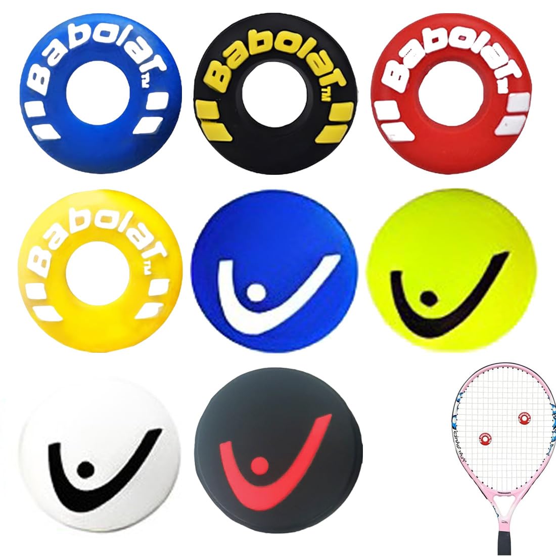 SULIUDAJI 8 Piezas Antivibrador Raqueta Tenis, Amortiguador Raqueta Tenis de Silicona, Divertido Amortiguador de Vibración Tenis para Jugadores de Tenis, Accesorios Tenis para Raqueta Bádminton Squash