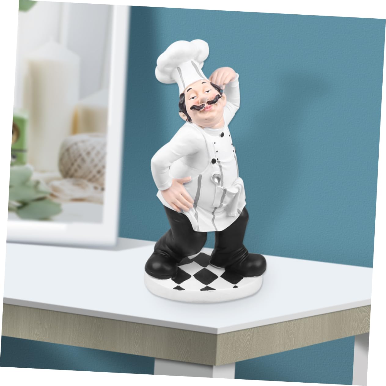 VALICLUD Statua Dello Chef in Resina Decorativa Ornamento Da Chef Per Cucina Stabile Per Casa Bar e Ristorante Decorazione Divertente Per Tavolo