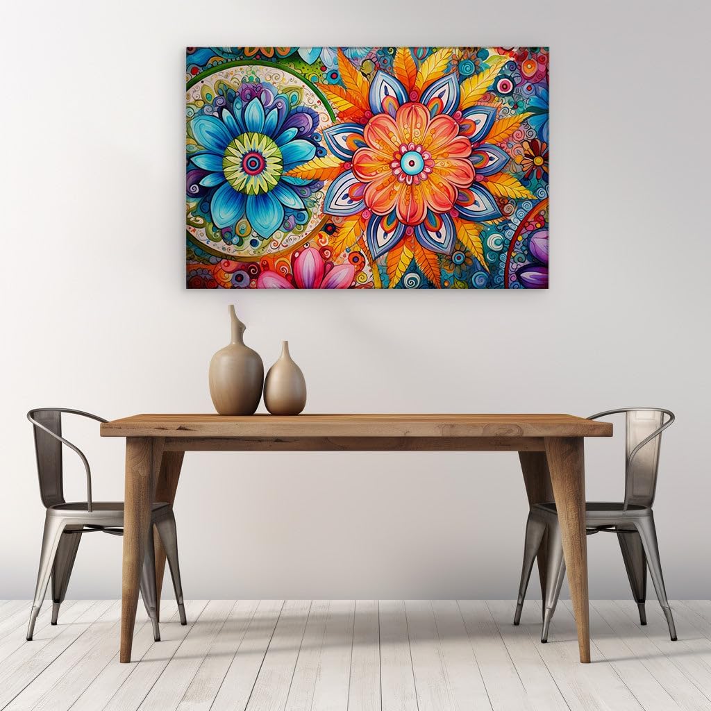 Canvas for Living room. Floral Symphony: A Dance of Color in Abstract Artistry, 27 x 18 inch Canvas Wall Art - Contemporary Masterpieces - Modern Home Decor - 69x46 cm (27x18 inch)