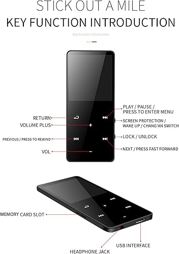Miniatura 6 de Reproductor MP3 MP4, sonido de audio sin pérdida de alta fidelidad BT 5.0, gran estraage, reproductor multipropósito portátil y duradero para