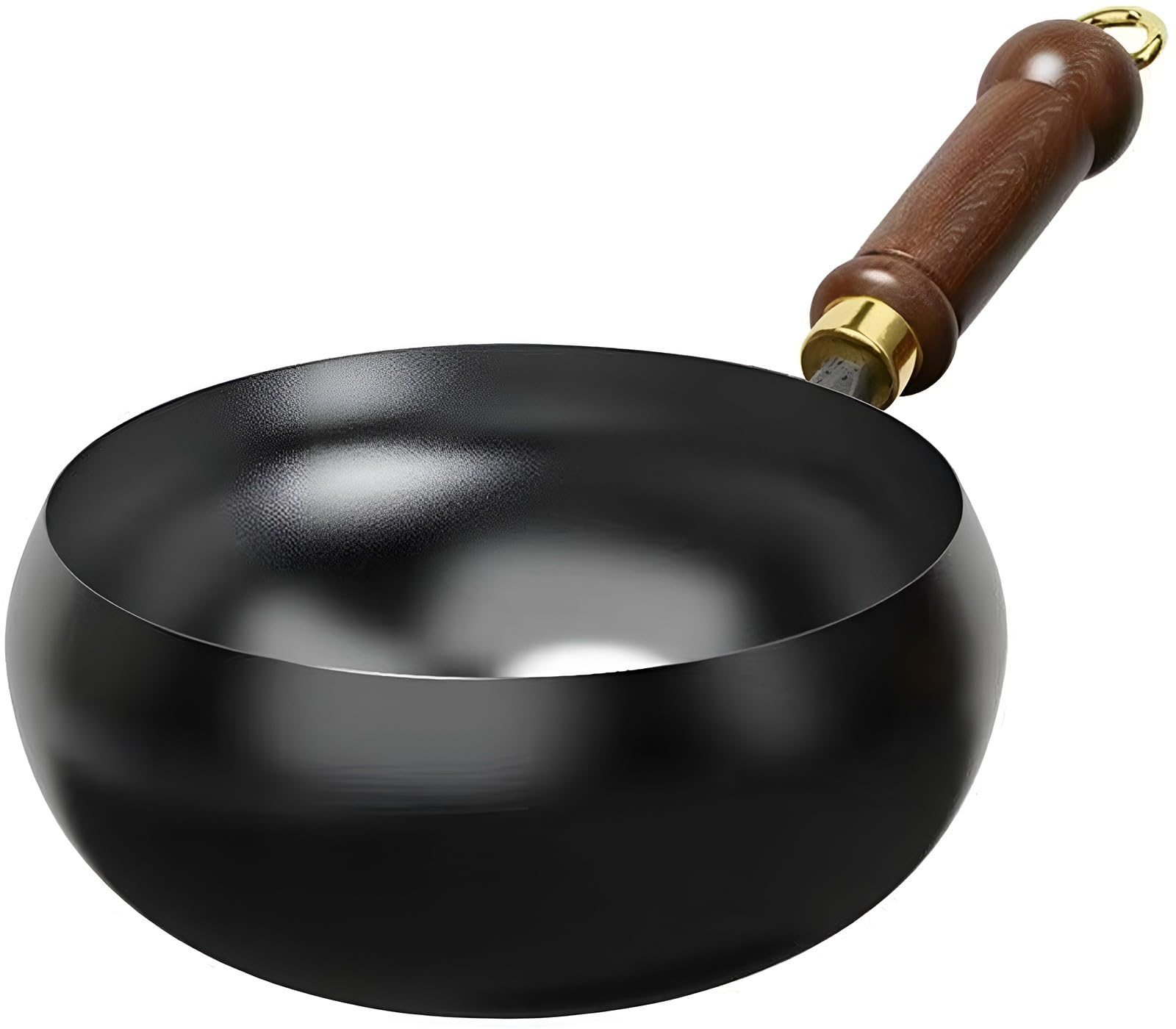 Wok Non Rivestito, A Forma Arrotondata, In Ferro Forgiato A Mano, Antiaderente, Utilizzabile Come Pentola per Stufati O Friggitrice per Piani Cottura A Induzione e A Gas(No lid,26cm)