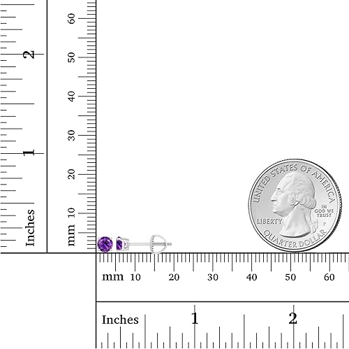 Miniatura 4 de Aretes de plata de ley 925 chapados en oro de 14 quilates, hipoalergénicos, de 0.157 in, redondos, con piedra natal genuina