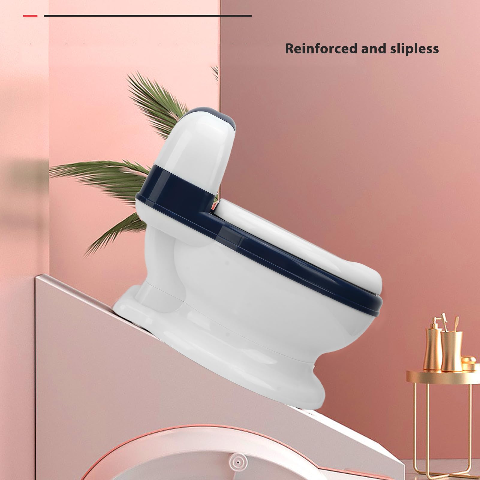 Luocute Orinal para Niños Pequeños, Inodoro de Entrenamiento con Sonido de Descarga Realista con Asiento Acolchado de PU Suave, Diseño Desmontable para una Fácil Limpieza, para Ni (Azul Blanco)