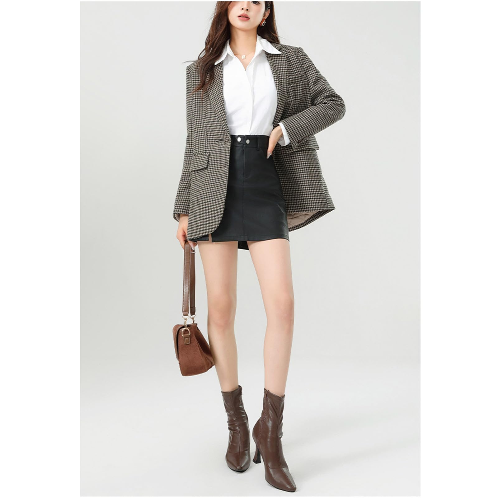 Röcke Damen A-Linien-kurzrock Aus Schwarzem Pu-Leder Mit Hoher Taille Und Schlitz, Hüftbetonter One-Step-Rock Für Herbst Und Winter-Farbe-XXL
