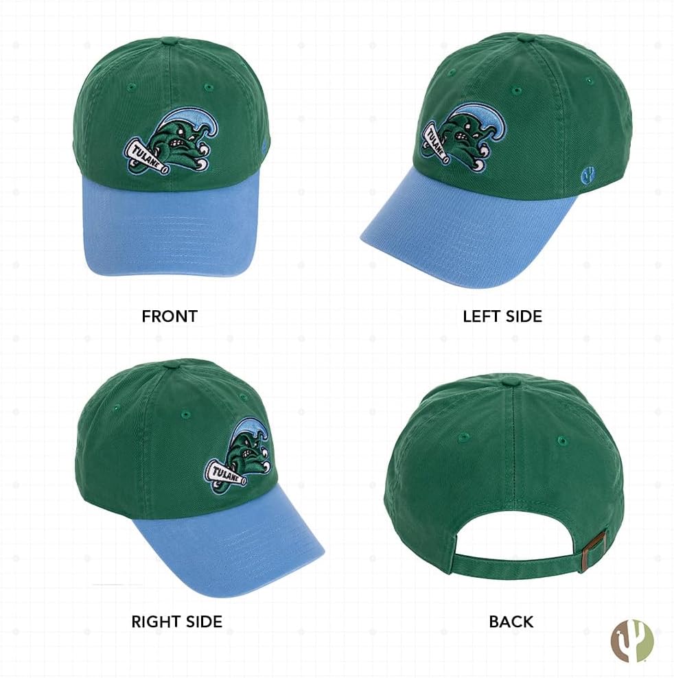 Desert Cactus Tulane University Baseball Hat Green Wave Brimmed Embroidered Hats Cap Adjustable Cloth Strap Adult (Style G1) - Image 3