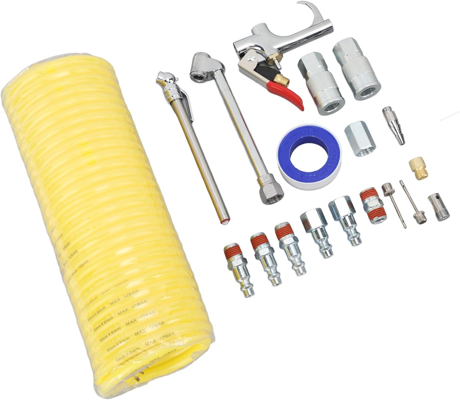 Compatible with 20Pcs Air Blow Gun Accessory Set Stainless Steel Quick Connect Multifunctional Pneumatic Tools Kit